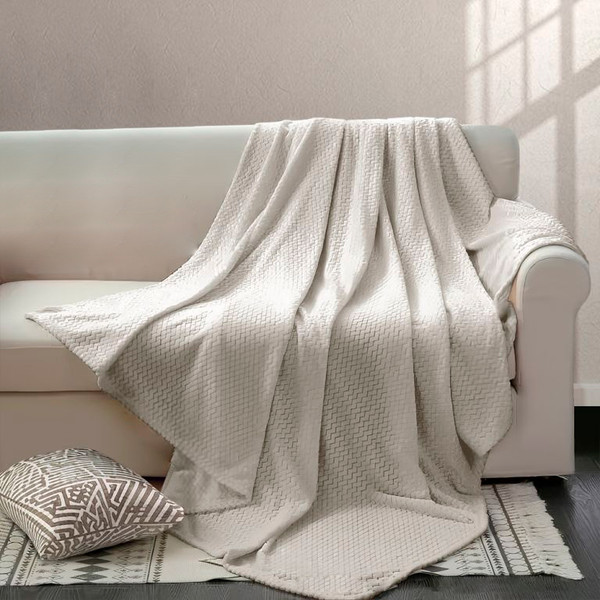 Изображение товара Плед Бояртекс Велсфот с тиснением 190гр Зигзаг Лунный луч 13-0000  (180x200)