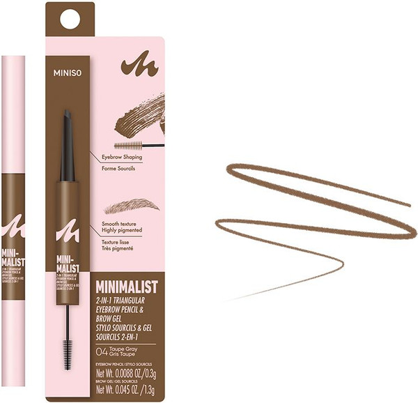 Изображение товара Карандаш для бровей Miniso Minimalist 2-in-1 Triangular 04 / 9601