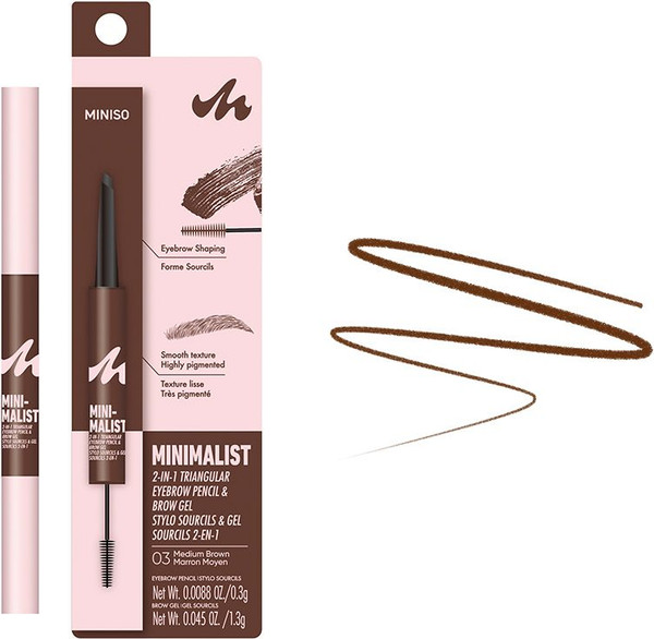Изображение товара Карандаш для бровей Miniso Minimalist 2-in-1 Triangular 03 / 9595