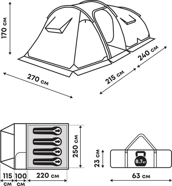 Изображение товара Палатка RSP Outdoor Wild 4 / T-WIL-4-GN (зеленый)