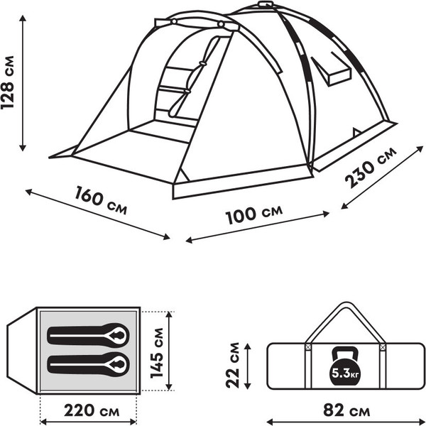 Изображение товара Палатка RSP Outdoor Narle 2 / TA-NA-2-GN (зеленый)