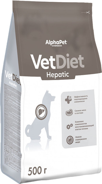 Изображение товара Сухой корм для собак AlphaPet Vet Diet Hepatic / 191330 (0.5кг)