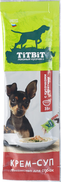 Изображение товара Лакомство для собак TiTBiT Крем-суп с кусочками телятины / 27240 (35г)