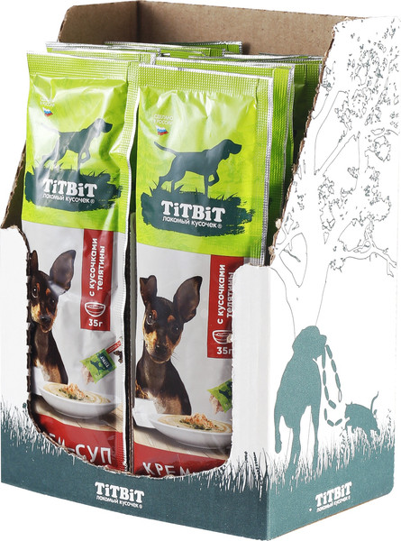 Изображение товара Лакомство для собак TiTBiT Крем-суп с кусочками телятины / 27240 (35г)
