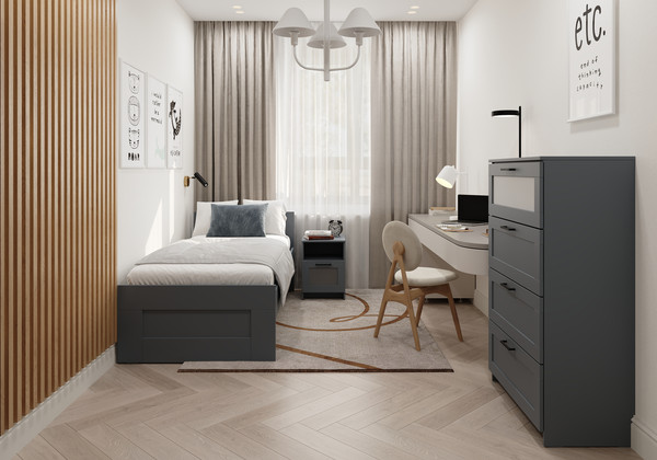 Изображение товара Односпальная кровать Mio Tesoro Нави 90x200 / 2.15.04.040.4 (серый)