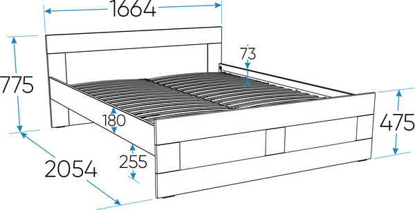 Изображение товара Двуспальная кровать Mio Tesoro Нави 160x200 / 2.15.04.060.4 (серый)