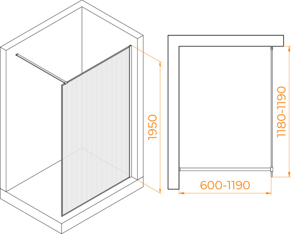 Изображение товара Душевая стенка RGW WA-08Gb / 06100812-156