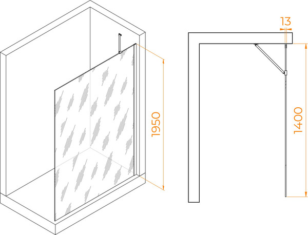 Изображение товара Душевая стенка RGW WA-110W / 351011007-15 (белый/прозрачное стекло)
