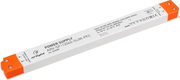 Блок питания для светильника Arlight ARV-SP-12060-SLIM-PFC 12V 5A 60W / 047989 — фото 4