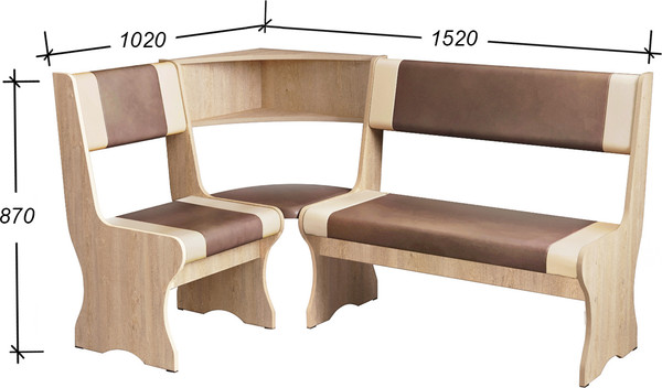 Изображение товара Уголок кухонный мягкий Артём-Мебель Вена СН 122.04 (дуб экспрессив песочный/коричневый-молочный)
