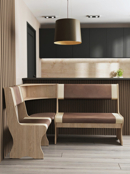 Изображение товара Уголок кухонный мягкий Артём-Мебель Вена СН 122.04 (дуб экспрессив песочный/коричневый-молочный)