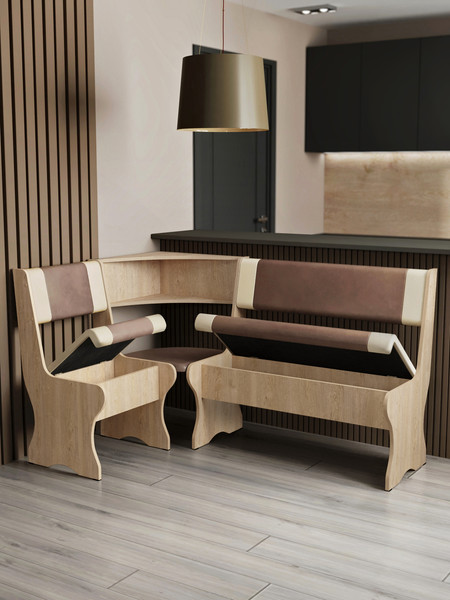 Изображение товара Уголок кухонный мягкий Артём-Мебель Вена СН 122.04 (дуб экспрессив песочный/коричневый-молочный)