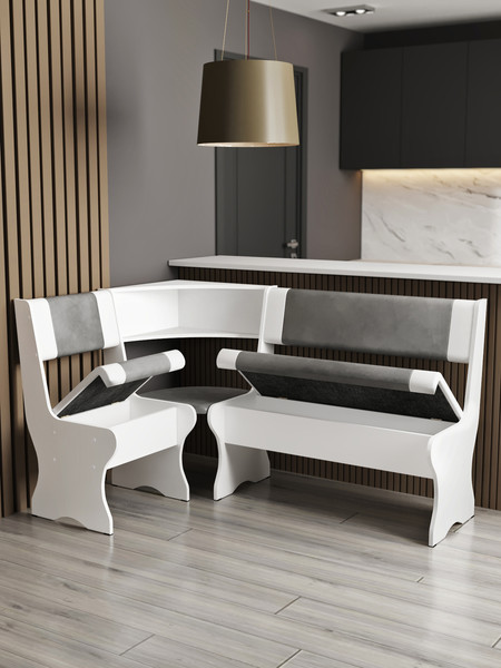 Изображение товара Уголок кухонный мягкий Артём-Мебель Вена СН 122.04 (белый/белый/серый)