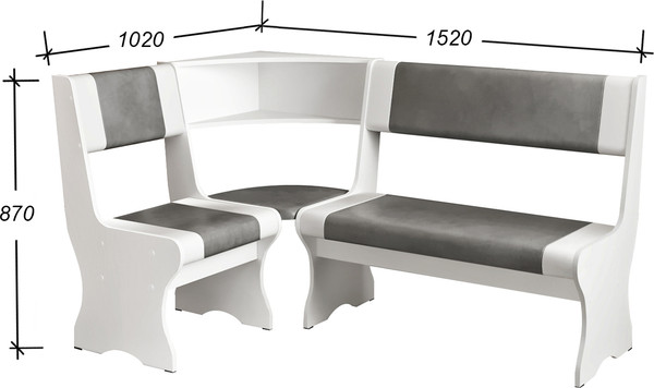 Изображение товара Уголок кухонный мягкий Артём-Мебель Вена СН 122.04 (белый/белый/серый)