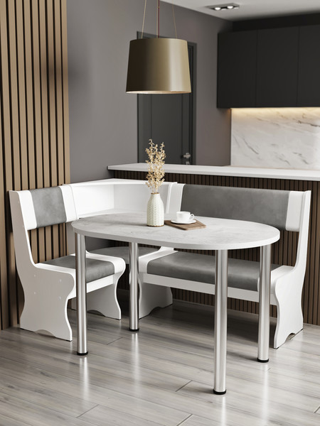 Изображение товара Уголок кухонный мягкий Артём-Мебель Вена СН 122.04 (белый/белый/серый)