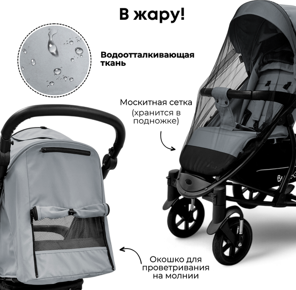 Изображение товара Детская прогулочная коляска Bubago Model One / BG 173-1 (темно-серый)