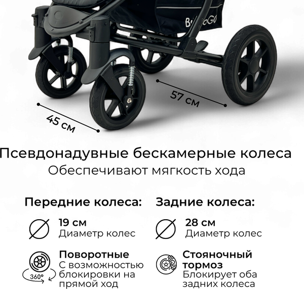 Изображение товара Детская прогулочная коляска Bubago Model One / BG 173-2 (черный)
