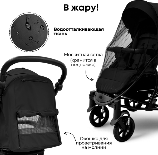 Изображение товара Детская прогулочная коляска Bubago Model One / BG 173-2 (черный)