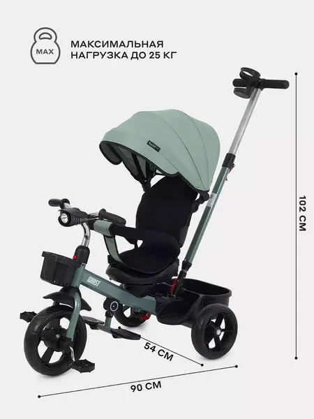 Изображение товара Трехколесный велосипед с ручкой Rant Basic Ghost / RB250 (зеленый)