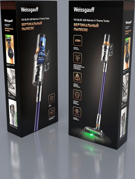 Изображение товара Вертикальный пылесос Weissgauff V12 BLDC 630 Marine X-Treme Turbo