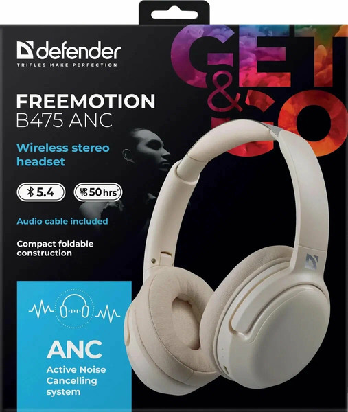 Изображение товара Беспроводные наушники Defender FreeMotion B475 ANC / 63475 (бежевый)