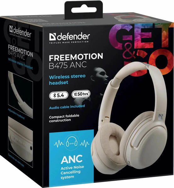 Изображение товара Беспроводные наушники Defender FreeMotion B475 ANC / 63475 (бежевый)