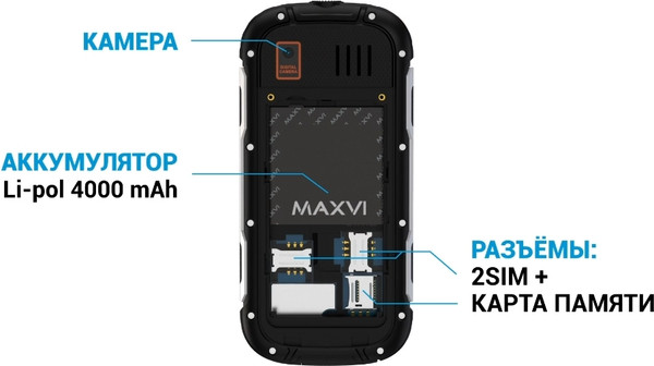 Изображение товара Мобильный телефон Maxvi R2 up (оранжевый)