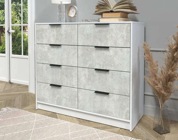 Изображение товара Комод Интерлиния Концепт КТ-К117 (бетон лайт/белый платинум)