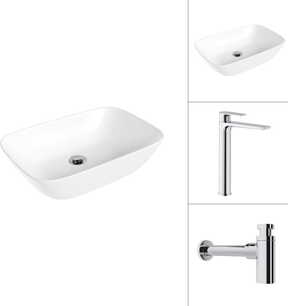 Изображение товара Умывальник со смесителем Lauter 21454 + Reef 21CK8678C + сифон 21635CH (хром)