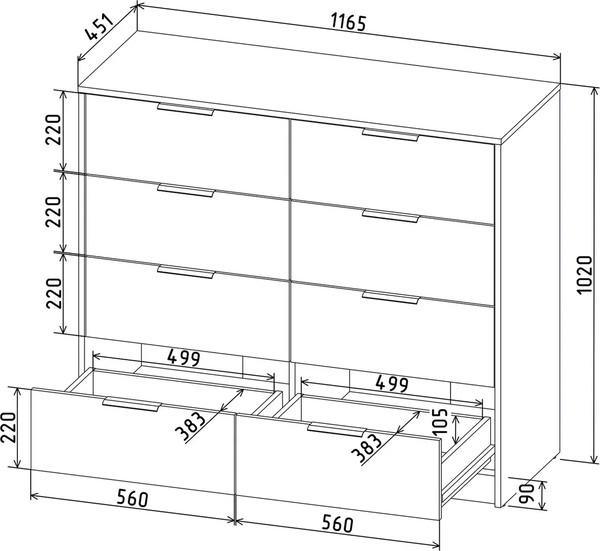 Изображение товара Комод Интерлиния Концепт КТ-К117 (черный/дуб золотой)