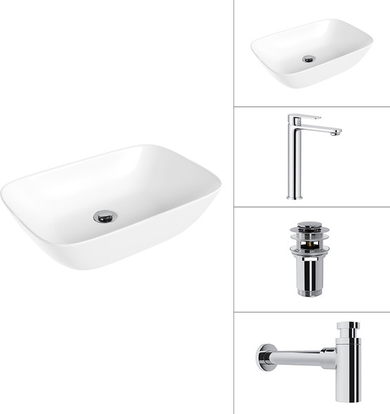 Изображение товара Умывальник со смесителем Lauter 21454 + Moon 21СK81691C + сифон 21635CH + дон.клапан 21190CH (хром)