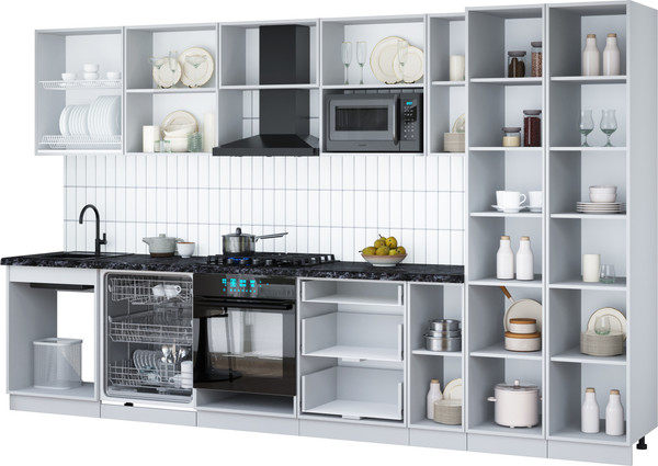 Изображение товара Кухонный гарнитур Интерлиния Мила Gloss 3.5-ПМ2 (пепел/пепел/дуб бунратти)