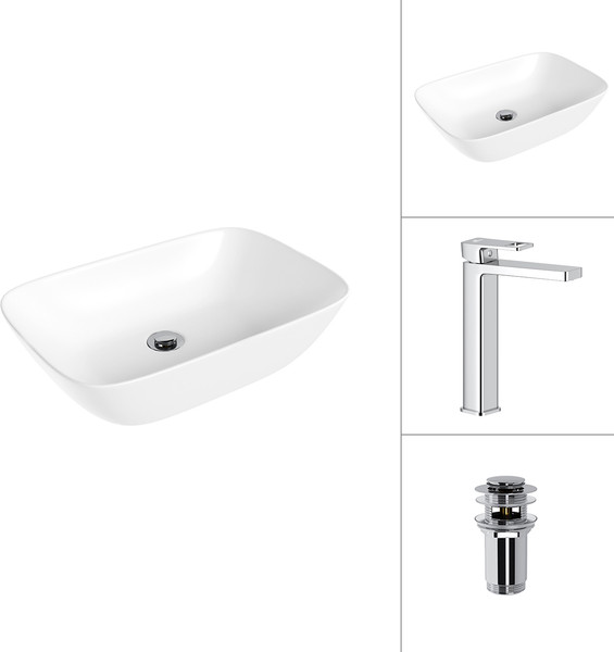 Изображение товара Умывальник со смесителем Lauter 21454 + Cascade 21СК0655C + донный клапан 21190CH (хром)