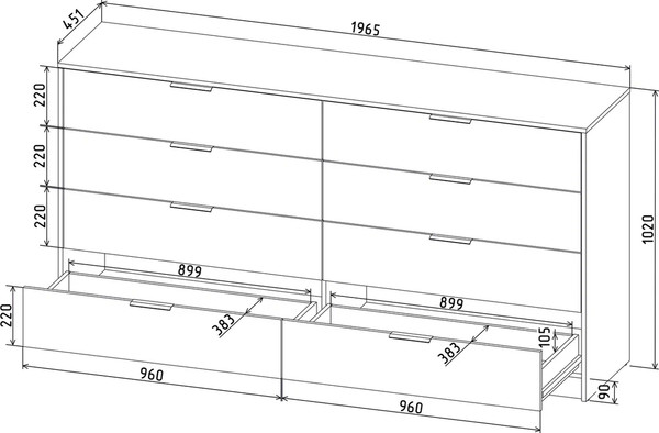 Изображение товара Комод Интерлиния Концепт КТ-К197 (бетон портленд/антрацит)