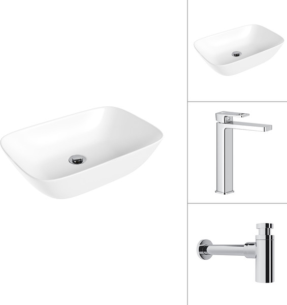 Изображение товара Умывальник со смесителем Lauter 21454 + Cascade 21СК0655C + сифон 21635CH (хром)