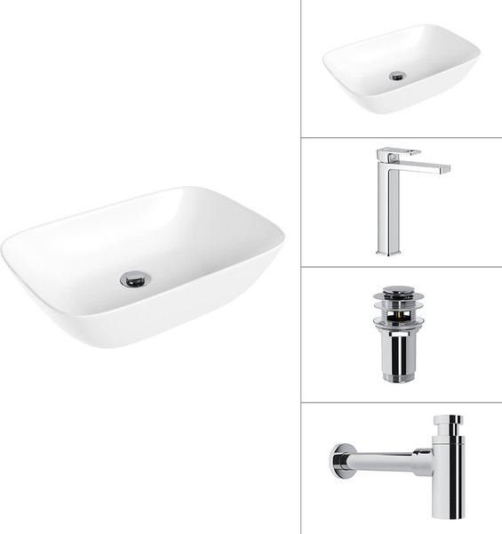 Изображение товара Умывальник со смесителем Lauter 21454 + Cascade 21СК0655C + сифон 21635CH + дон.клапан 21190CH (хром)