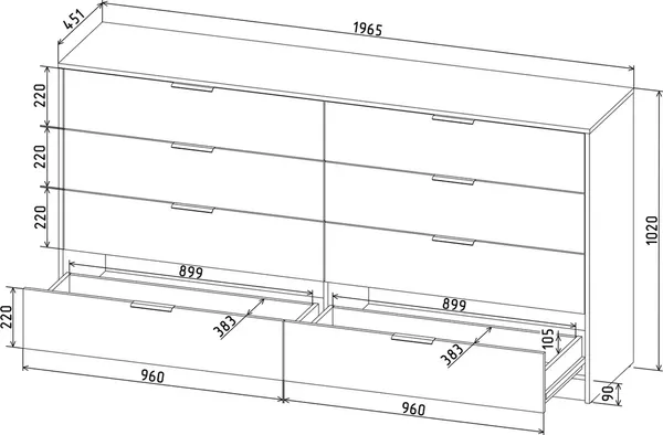 Изображение товара Комод Интерлиния Концепт КТ-К197 (антрацит/белый платинум)