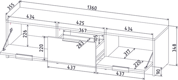 Изображение товара Тумба Интерлиния ТВ Концепт КТ-ТВ3-35 (серый/антрацит)
