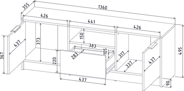 Изображение товара Тумба Интерлиния ТВ Концепт КТ-ТВ3-50 (дуб золотой/дуб золотой)