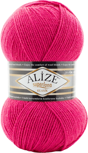 Изображение товара Пряжа для вязания Alize Superlana 25% шерсть, 75% акрил / 798 (280м, малиновый)