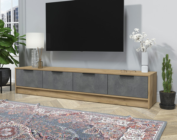 Изображение товара Тумба Интерлиния ТВ Концепт КТ-ТВ4-35 (бетон портленд/дуб золотой)