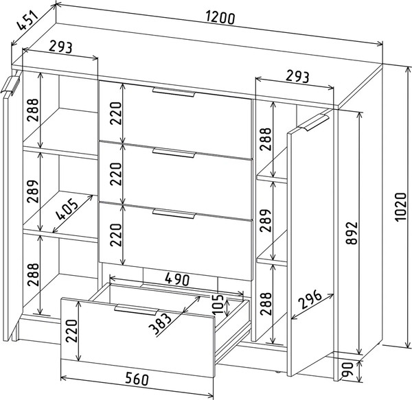 Изображение товара Тумба Интерлиния Концепт КТ-Т120 (дуб серый/антрацит)