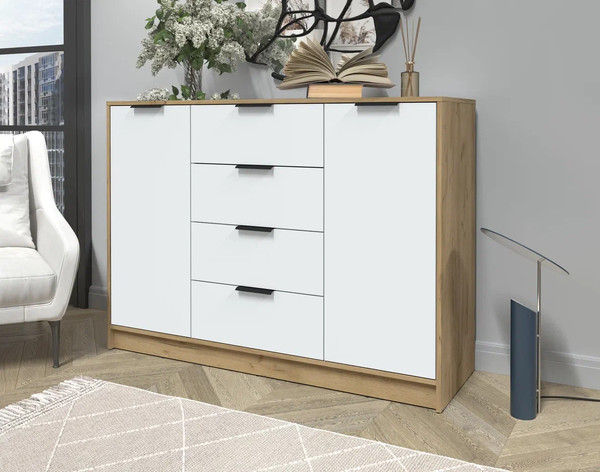 Изображение товара Тумба Интерлиния Концепт КТ-Т140 (белый платинум/дуб золотой)