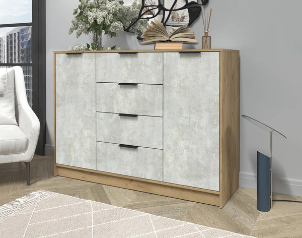 Изображение товара Тумба Интерлиния Концепт КТ-Т140 (бетон лайт/дуб золотой)