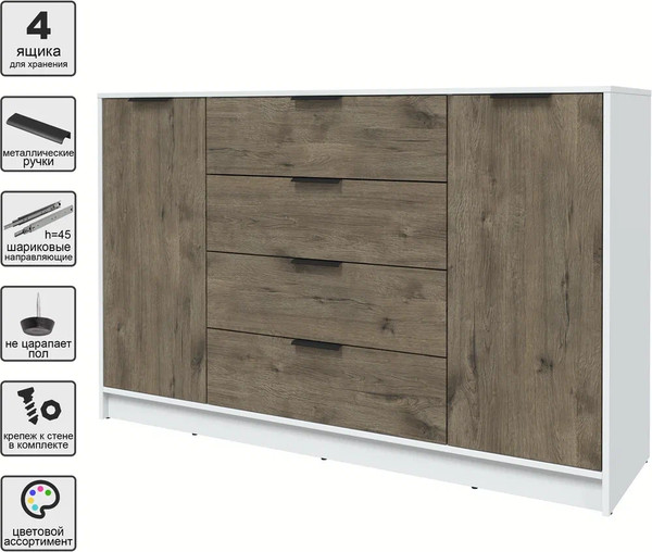 Изображение товара Тумба Интерлиния Концепт КТ-Т160 (дуб веллингтон/белый платинум)