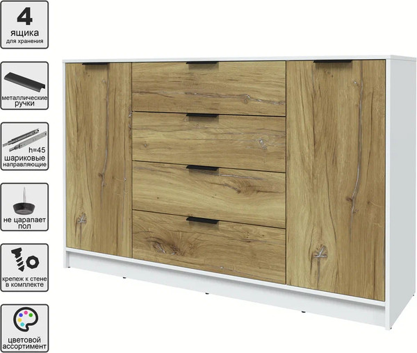 Изображение товара Тумба Интерлиния Концепт КТ-Т160 (дуб нокс/белый платинум)