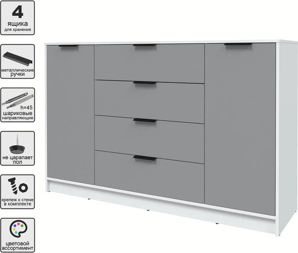 Изображение товара Тумба Интерлиния Концепт КТ-Т160 (серебро/белый платинум)