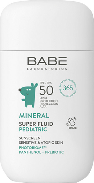 Изображение товара Флюид солнцезащитный Laboratorios Babe Детский минеральный для лица SPF50 с пантенолом и пребиотиком (50мл)
