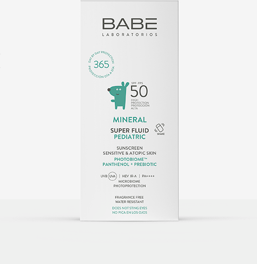 Изображение товара Флюид солнцезащитный Laboratorios Babe Детский минеральный для лица SPF50 с пантенолом и пребиотиком (50мл)