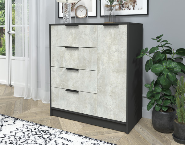 Изображение товара Тумба Интерлиния Концепт КТ-Т90 (бетон лайт/антрацит)